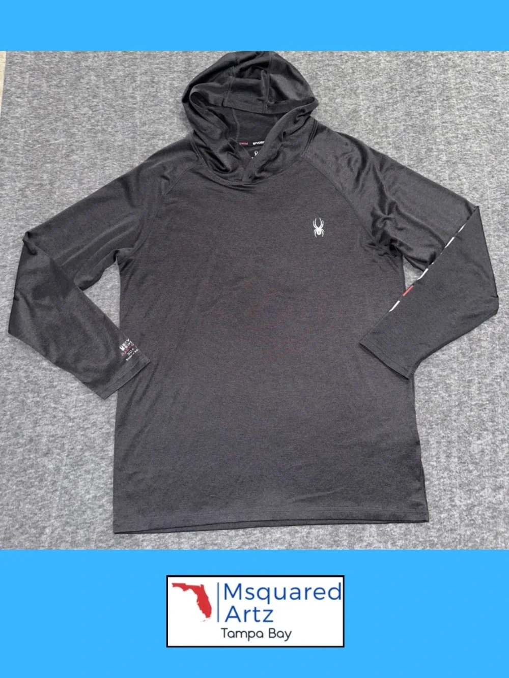 Spyder Swim Rash Guard Hoodie UPF 30+ Performance Sun Shirt Black Small - Picture 1 of 8